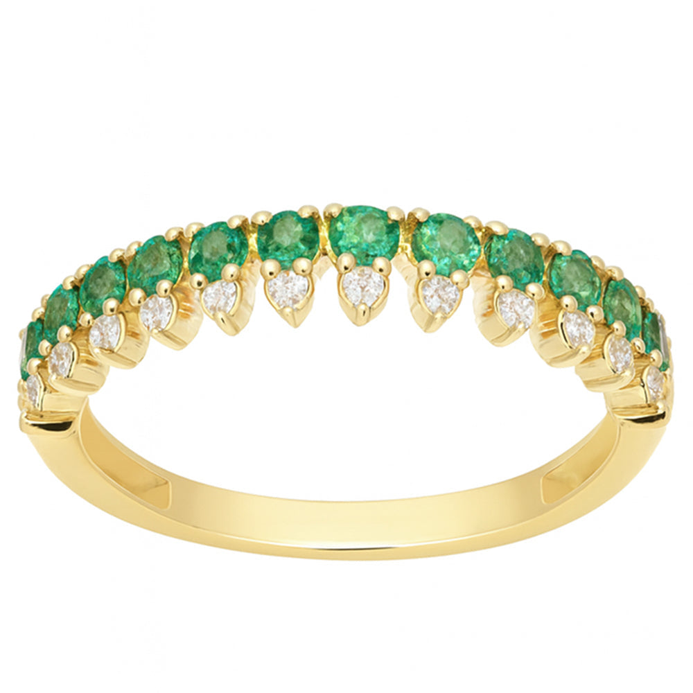SPECIAL! .52ct G SI Yellow Gold Diamond & Emerald Gemstone Elegant Ring Size 6.5