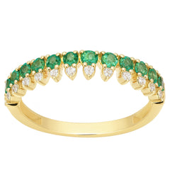 SPECIAL! .52ct G SI Yellow Gold Diamond & Emerald Gemstone Elegant Ring Size 6.5