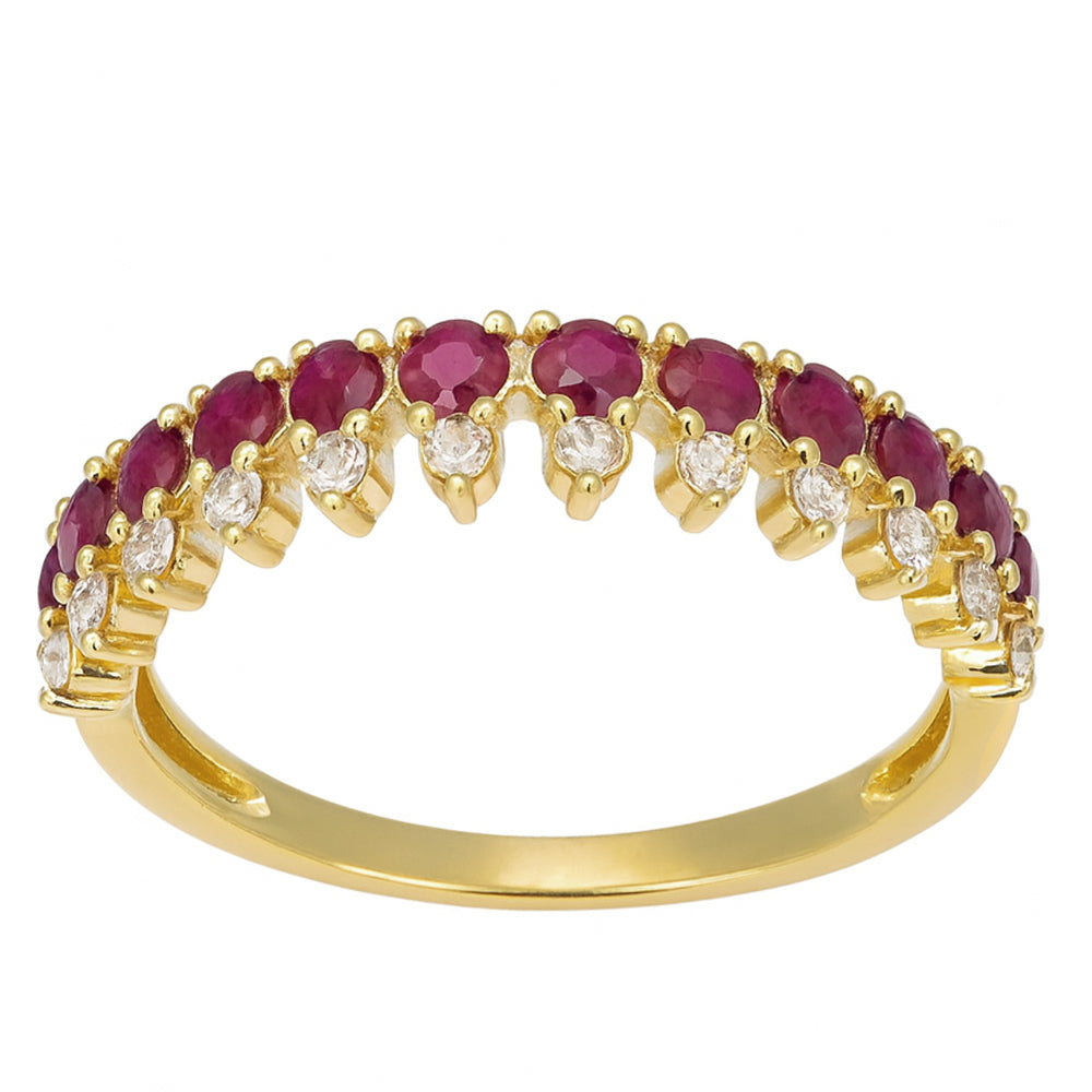SPECIAL! .59ct G SI Yellow Gold Diamond & Ruby Gemstone Elegant Ring Size 6.5