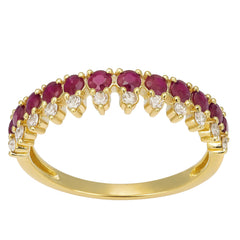 SPECIAL! .59ct G SI Yellow Gold Diamond & Ruby Gemstone Elegant Ring Size 6.5