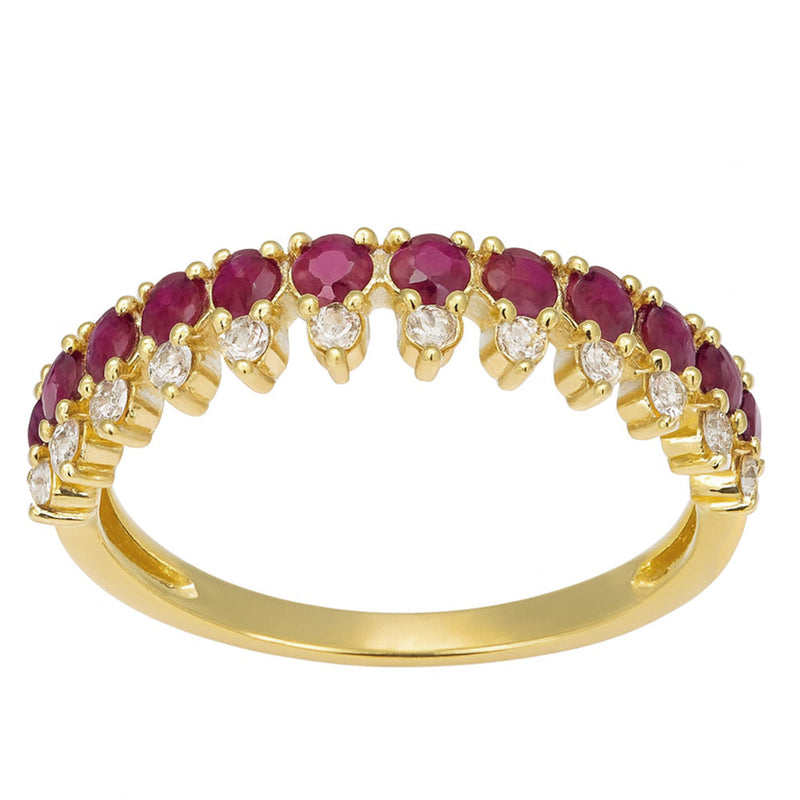 SPECIAL! .59ct G SI Yellow Gold Diamond & Ruby Gemstone Elegant Ring Size 6.5