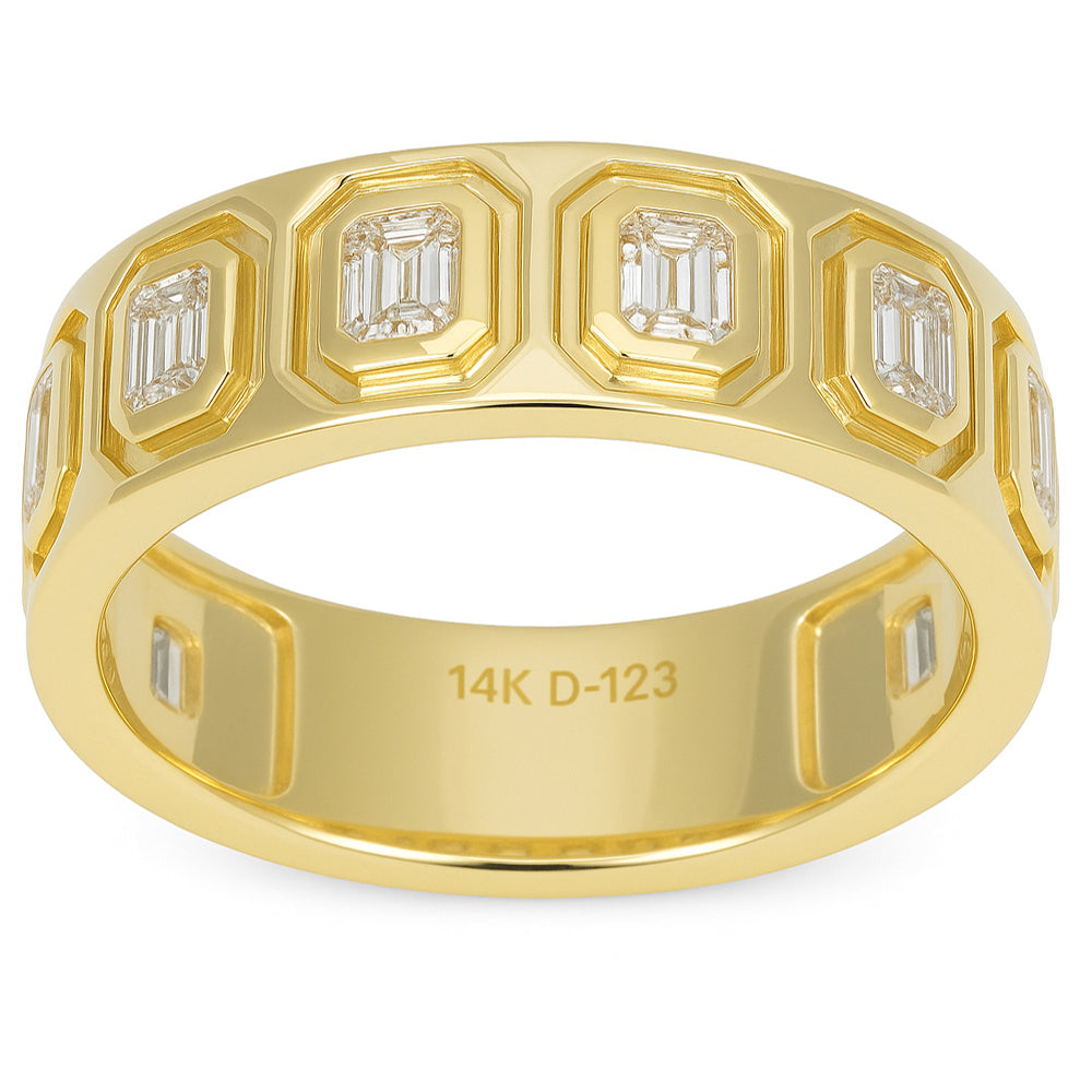 SPECIAL! 1.19ct G SI 14kt Yellow Gold Diamond Emerald Cut Bezel Set Ring Size 7