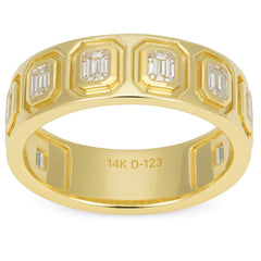 SPECIAL! 1.19ct G SI 14kt Yellow Gold Diamond Emerald Cut Bezel Set Ring Size 7