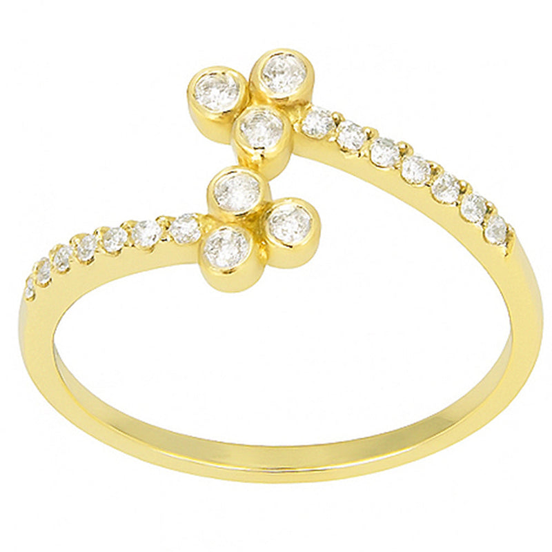 .20ct G SI 14kt Yellow Gold Bezel Set Round Diamond Flower Ring Size 7