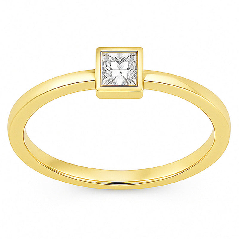 SPECIAL! .22ct G SI 14kt Yellow Gold Bezel Set Princess Cut Diamond Solitaire Ring Size 6.5