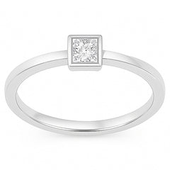 SPECIAL! .24ct G SI 14kt White Gold Bezel Set Princess Cut Diamond Solitaire Ring Size 6.5