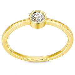 SPECIAL! .19ct G SI 14kt Yellow Gold Bezel Set Round Diamond Solitaire Ring Size 6.5