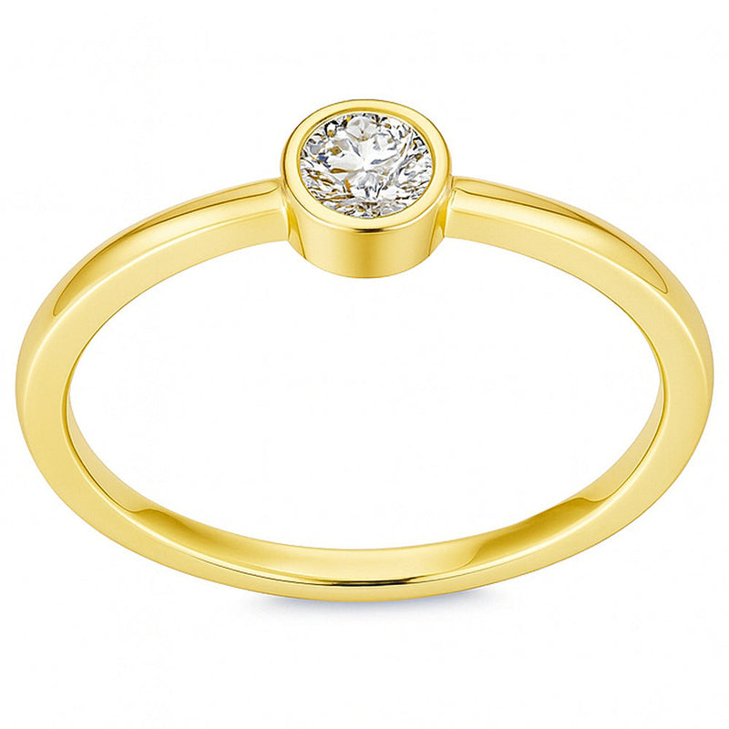 SPECIAL! .19ct G SI 14kt Yellow Gold Bezel Set Round Diamond Solitaire Ring Size 6.5
