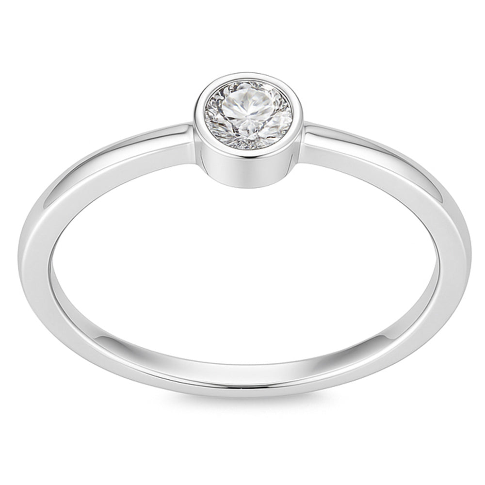 SPECIAL! .16ct G SI 14kt White Gold Bezel Set Round Diamond Solitaire Ring Size 6.5