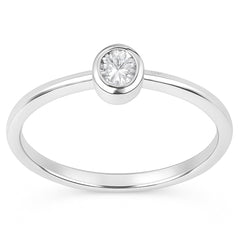 SPECIAL! .22ct G SI 14kt White Gold Bezel Set Oval Diamond Solitaire Ring Size 6.5