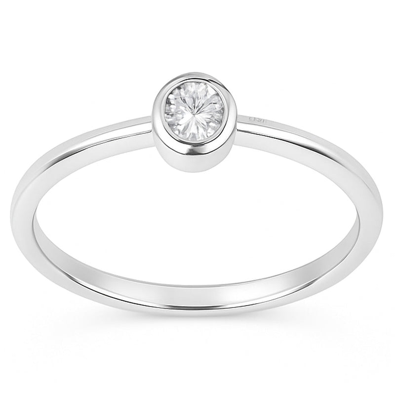 SPECIAL! .22ct G SI 14kt White Gold Bezel Set Oval Diamond Solitaire Ring Size 6.5