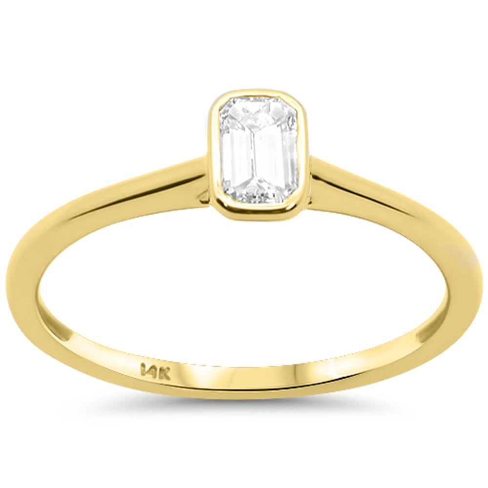 SPECIAL! .19ct G SI 14kt Yellow Gold Emerald Cut Diamond Bezel Set Engagement Ring Size 6.5