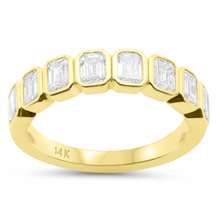 SPECIAL! 1.33ct G SI 14K Yellow Gold Bezel Set Emerald Cut Diamond Eternity Band Size 6.5