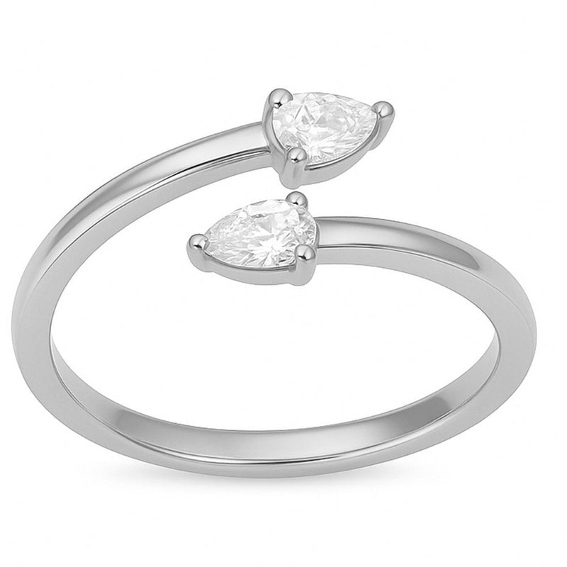 SPECIAL! .31ct G SI 14kt White Gold Pear Diamond Wrap Around Ring Size 6.5