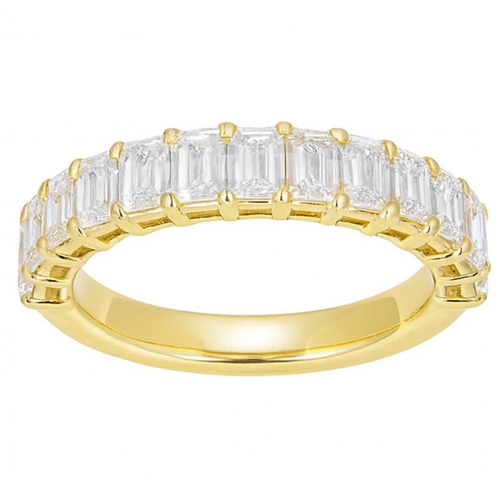 SPECIAL! 1.71ct G SI 14kt Yellow Gold Emerald Cut Diamond Half Eternity Band Ring Size 6.5
