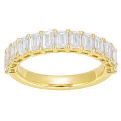 SPECIAL! 1.71ct G SI 14kt Yellow Gold Emerald Cut Diamond Half Eternity Band Ring Size 6.5