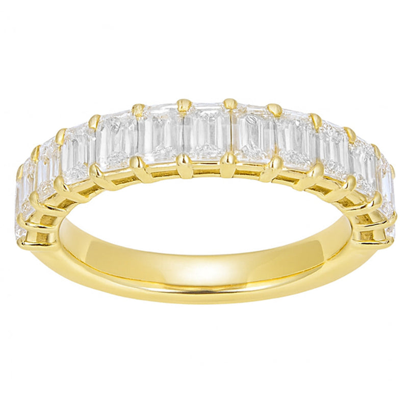 SPECIAL! 1.71ct G SI 14kt Yellow Gold Emerald Cut Diamond Half Eternity Band Ring Size 6.5