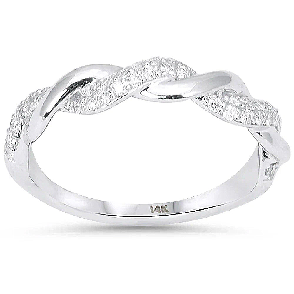 SPECIAL! .24ct G SI 14kt White Gold Diamond Infinity Twisted B& Ring Size 6.5