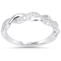 SPECIAL! .24ct G SI 14kt White Gold Diamond Infinity Twisted B& Ring Size 6.5