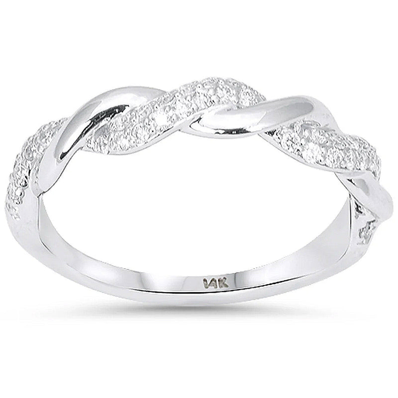 SPECIAL! .24ct G SI 14kt White Gold Diamond Infinity Twisted B& Ring Size 6.5
