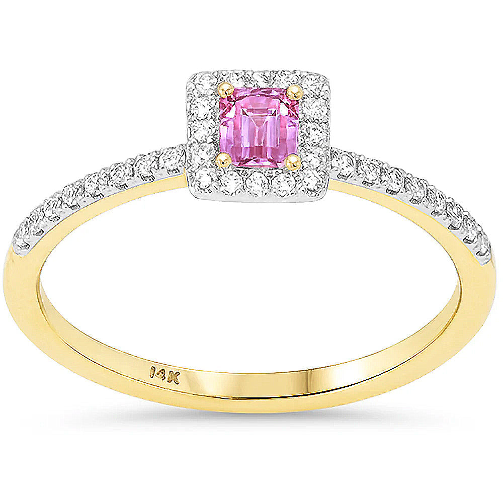 SPECIAL! .41ct G SI 14kt Yellow Gold Round Diamond & Pink Sapphire Gemstone Ring Size 6.5