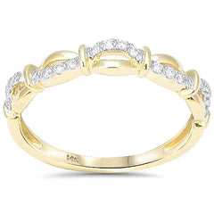 SPECIAL! .12ct G SI 14kt Yellow Gold Round Diamond Infinity Twisted Band Ring Size 6.5