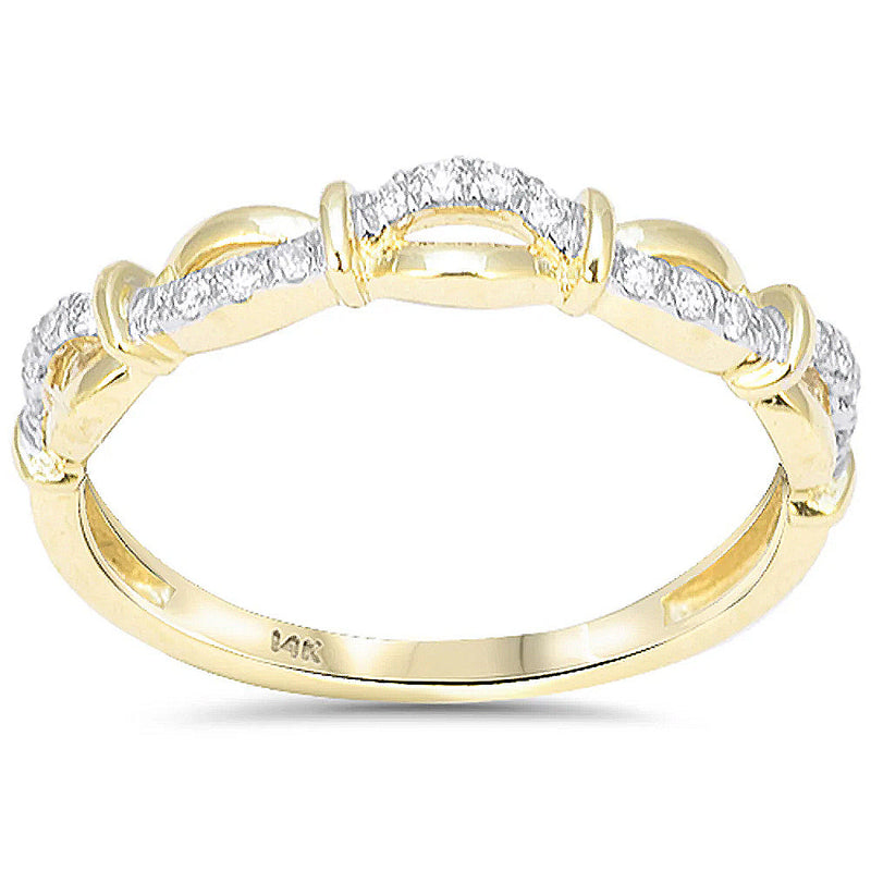 SPECIAL! .12ct G SI 14kt Yellow Gold Round Diamond Infinity Twisted Band Ring Size 6.5