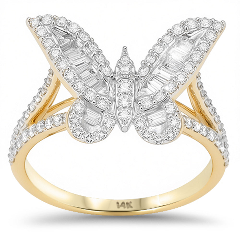 SPECIAL! .69ct G SI 14kt Yellow Gold Round & Baguette Diamond Butterfly Ring Size 6.5