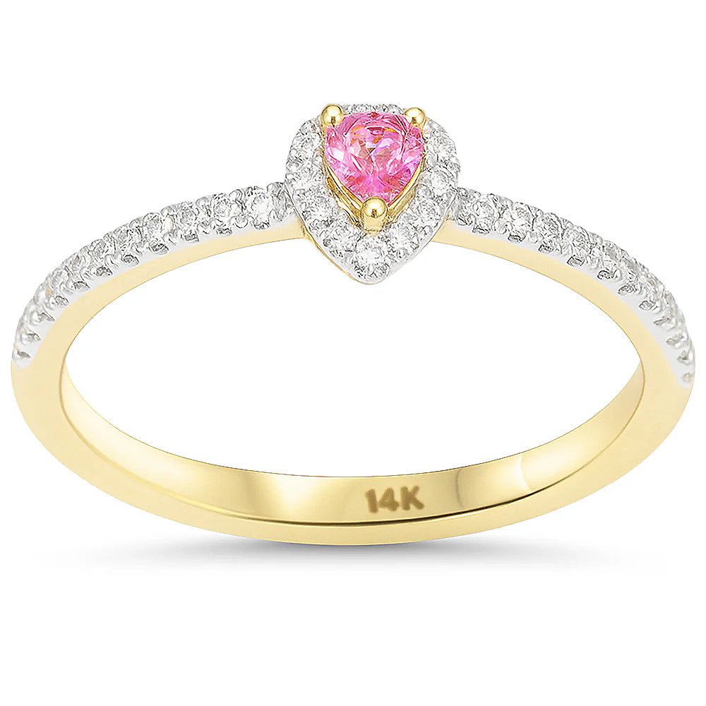SPECIAL! .30ct G SI 14kt Yellow Gold Pear Pink Sapphire & Diamond Ring Size 6.5