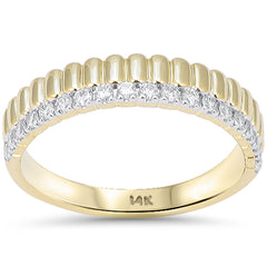 SPECIAL! .25ct G SI 14kt Yellow Gold Round Diamond Fluted Band Ring Size 6.5