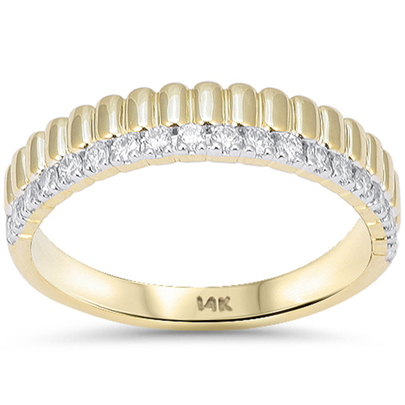 SPECIAL! .25ct G SI 14kt Yellow Gold Round Diamond Fluted Band Ring Size 6.5
