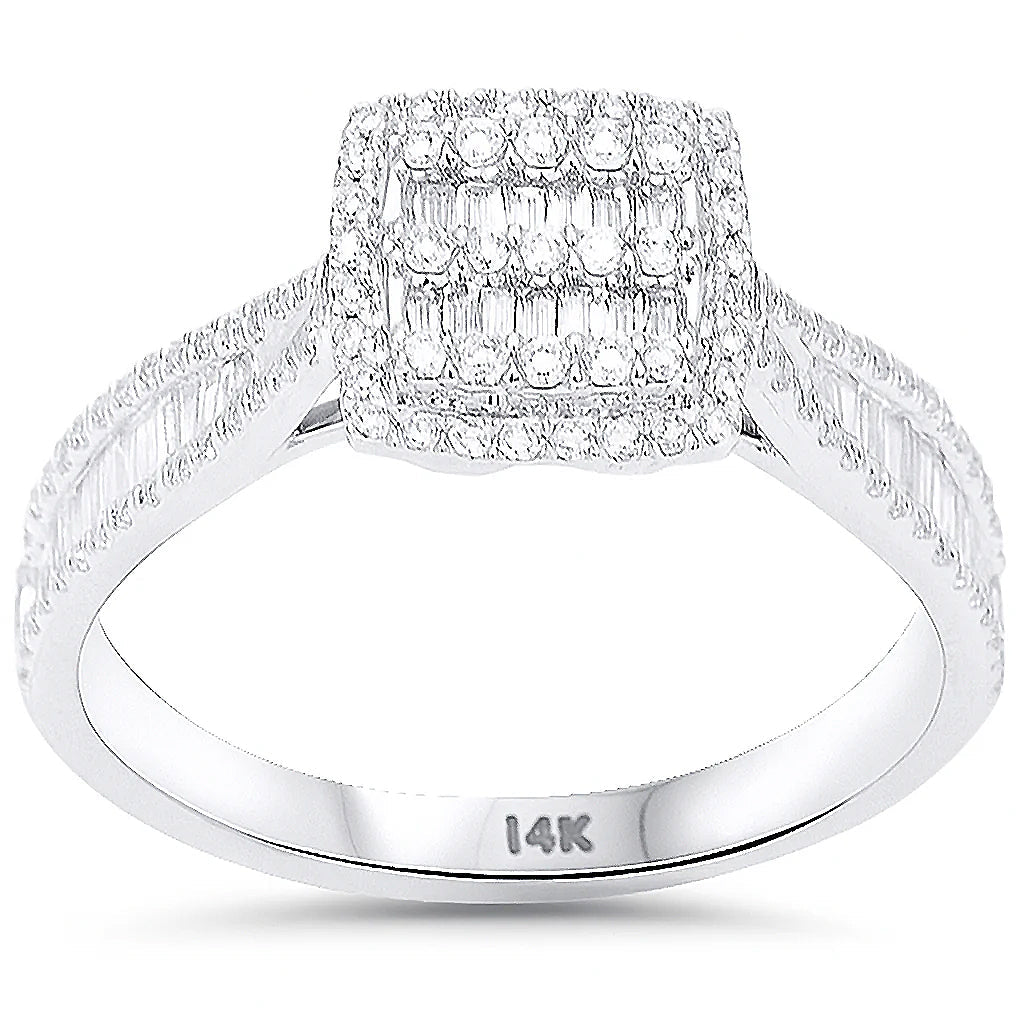 SPECIAL! .53ct G SI 14kt White Gold Diamond Square Shape Modern Ring Size 6.5