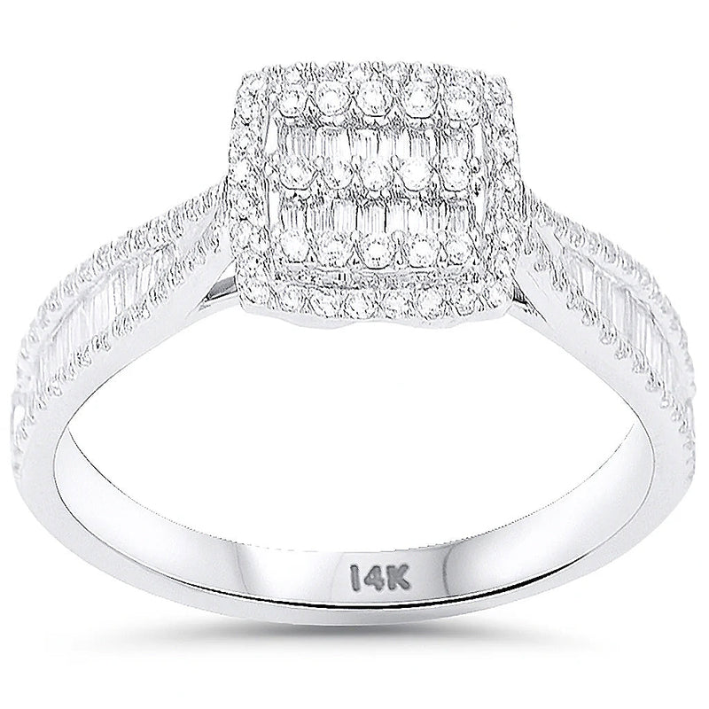 SPECIAL! .53ct G SI 14kt White Gold Diamond Square Shape Modern Ring Size 6.5