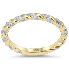 SPECIAL! .27ct G SI 14kt Yellow Gold Round Diamond Braided Twisted Band Ring Size 6.5