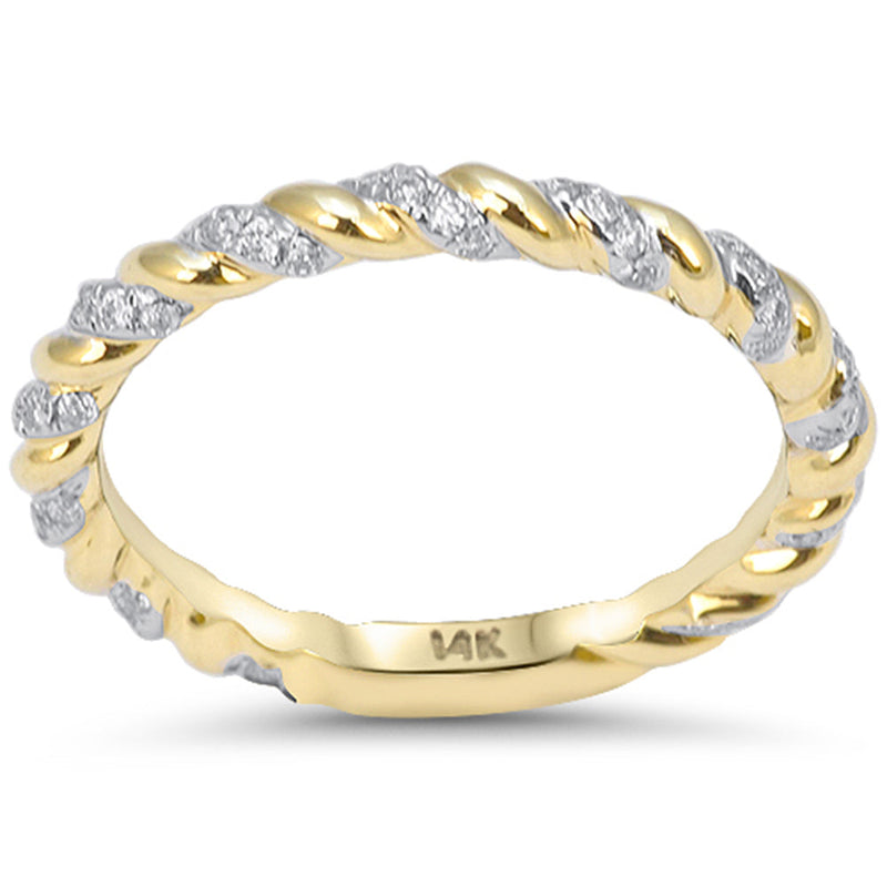 SPECIAL! .27ct G SI 14kt Yellow Gold Round Diamond Braided Twisted Band Ring Size 6.5