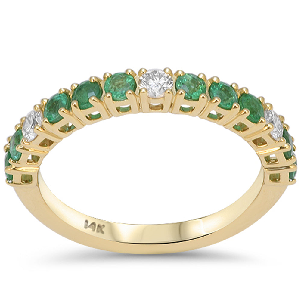 SPECIAL! .83ct G SI 14K Yellow Gold Diamond & Emerald Gemstone Band Ring Size 6.5