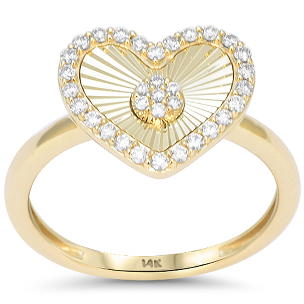 SPECIAL!.24ct G SI 14kt Yellow Gold Diamond Heart Shape Disc Medallion Ring Size 6.5