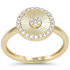 SPECIAL!.20ct G SI 14kt Yellow Gold Round Diamond Disc Medallion Ring Size 6.5
