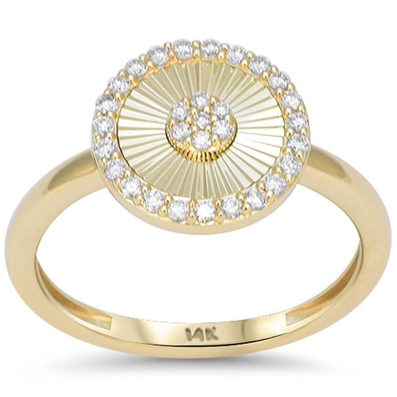 SPECIAL!.20ct G SI 14kt Yellow Gold Round Diamond Disc Medallion Ring Size 6.5