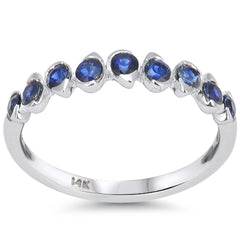 SPECIAL! .70ct G SI 14kt White Gold Blue Sapphire Gemstone Band Ring Size 6.5