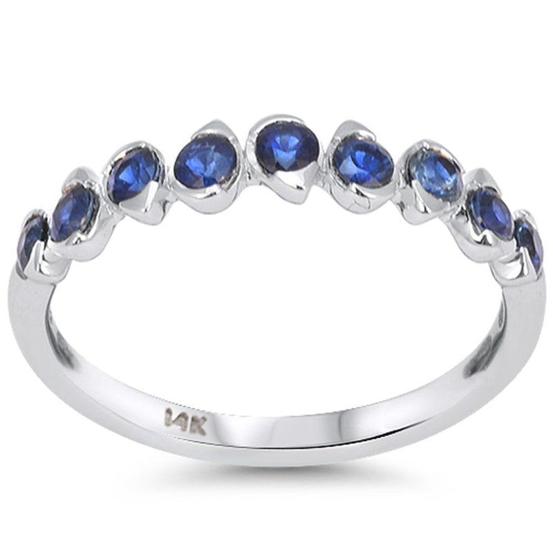 SPECIAL! .70ct G SI 14kt White Gold Blue Sapphire Gemstone Band Ring Size 6.5