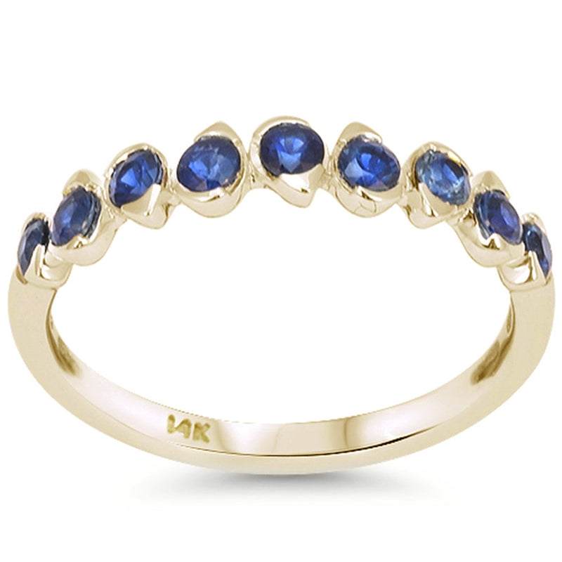 SPECIAL! .70ct G SI 14kt Yellow Gold Blue Sapphire Gemstone Band Ring Size 6.5