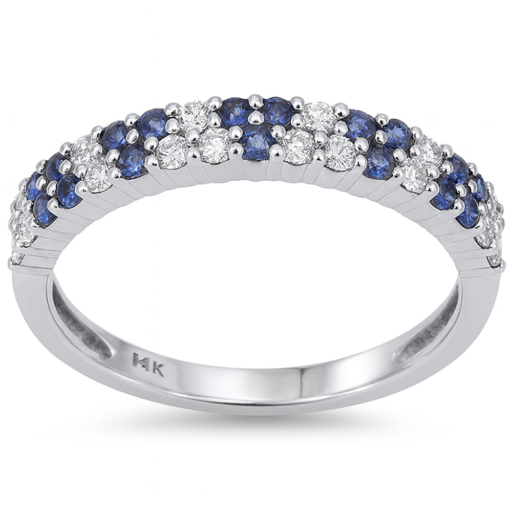 SPECIAL! .52ct G SI 14kt White Gold Diamond & Blue Sapphire Gemstone Band Ring Size 6.5