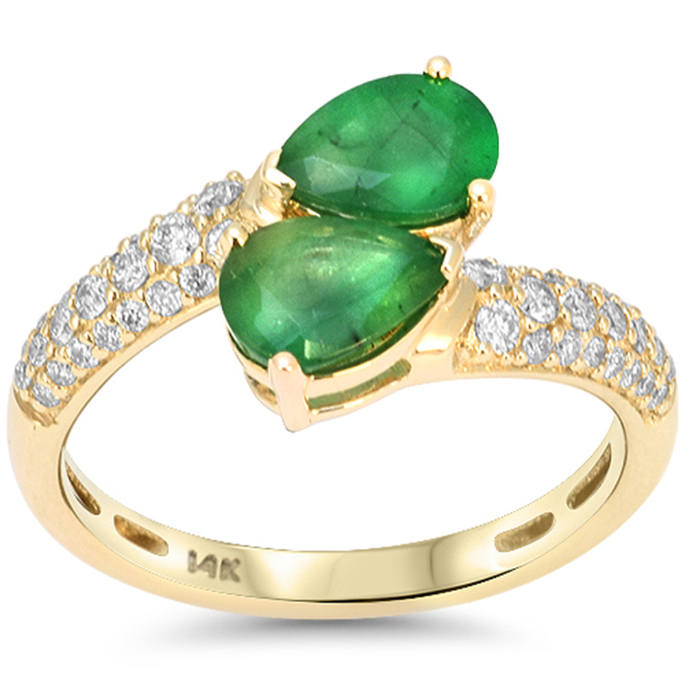 SPECIAL! 1.93ct G SI 14kt Yellow Gold Diamond & Emerald Gemstone Ring Size 6.5