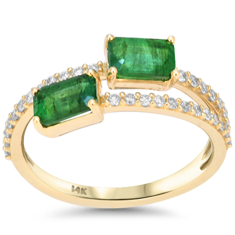 SPECIAL! 1.35ct G SI 14kt Yellow Gold Diamond & Emerald Gemstone Ring Size 6.5