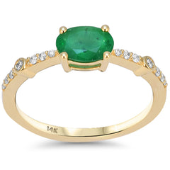 SPECIAL! .85ct G SI 14kt Yellow Gold Diamond & Emerald Gemstone Ring Size 6.5