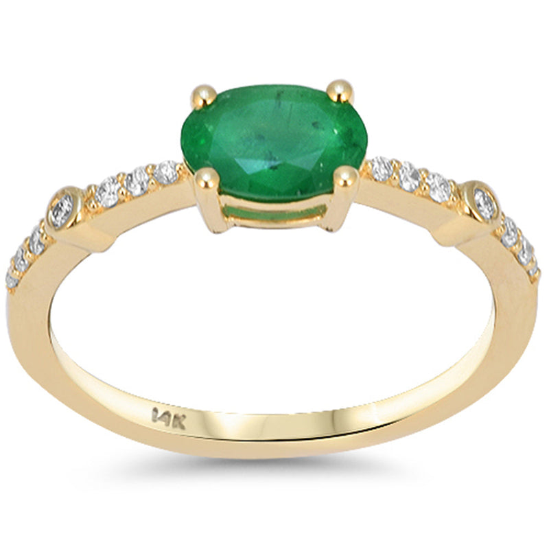 SPECIAL! .85ct G SI 14kt Yellow Gold Diamond & Emerald Gemstone Ring Size 6.5