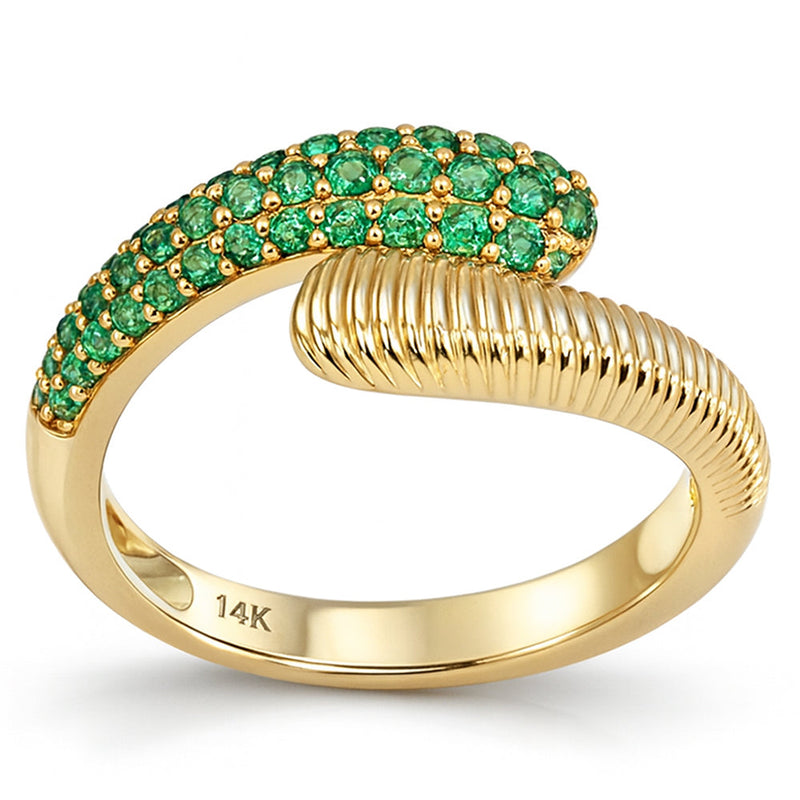 SPECIAL! .47ct G SI 14kt Yellow Gold Emerald Wrap Gemstone Ring Size 6.5