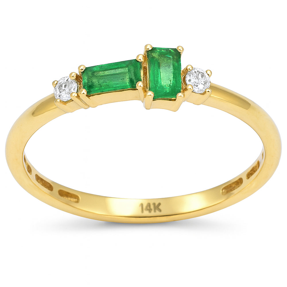 SPECIAL! .41ct G SI 14kt Yellow Gold Diamond & Emerald Gemstone Ring Size 6.5