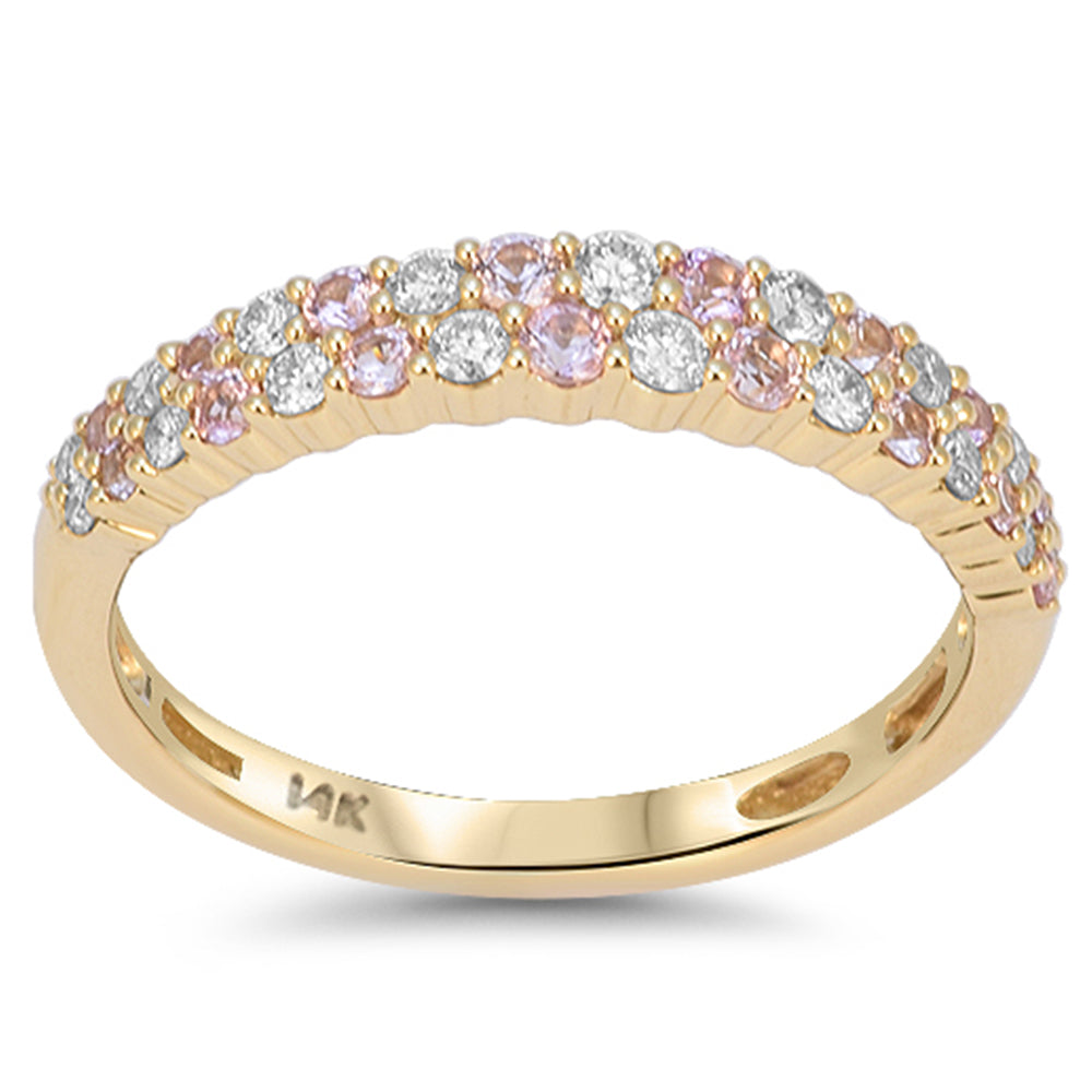 SPECIAL! .52ct G SI 14kt Yellow Gold Diamond & Pink Sapphire Gemstone Ring Size 6.5